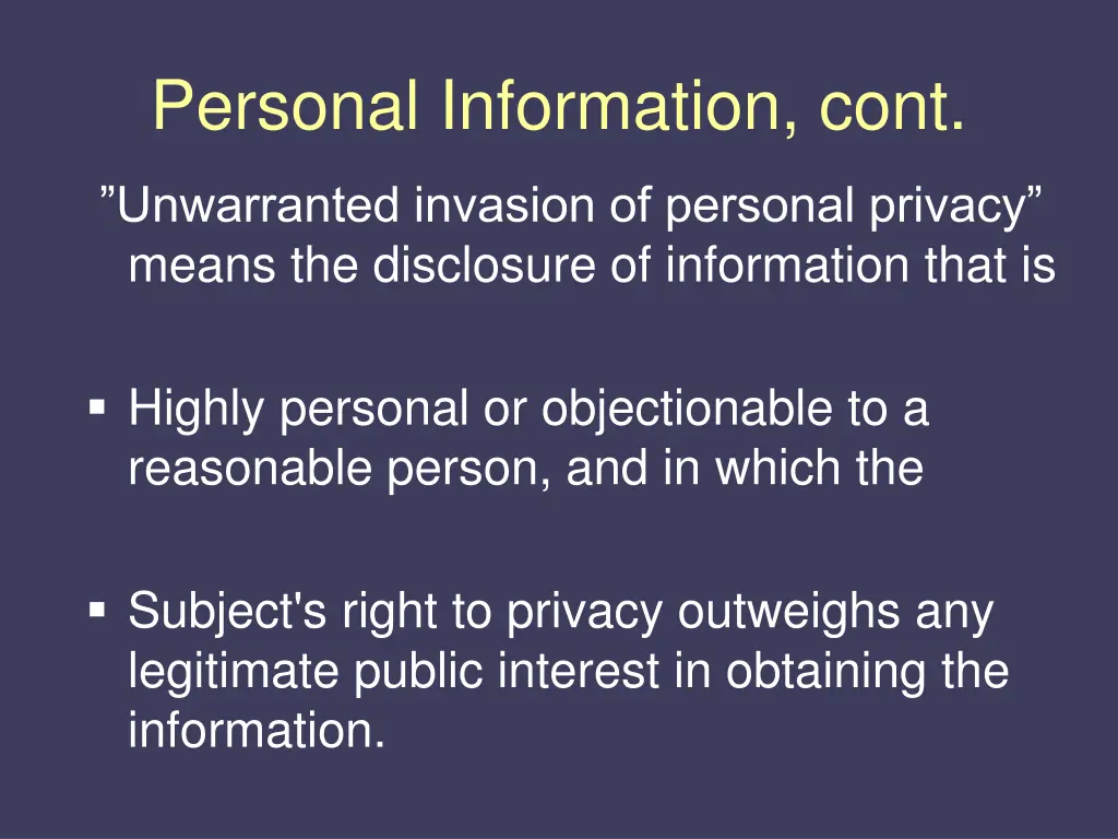 personal information cont