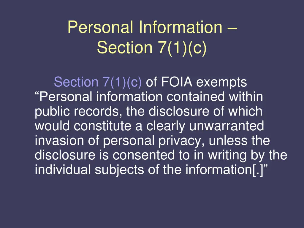personal information section 7 1 c