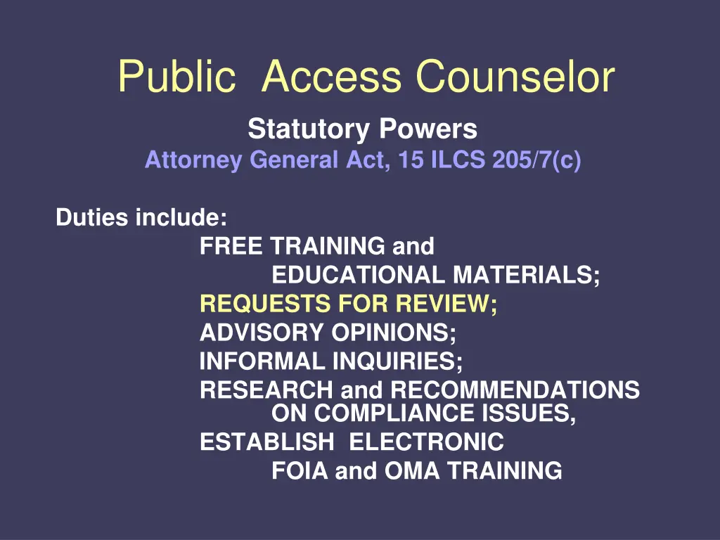 public access counselor statutory powers attorney