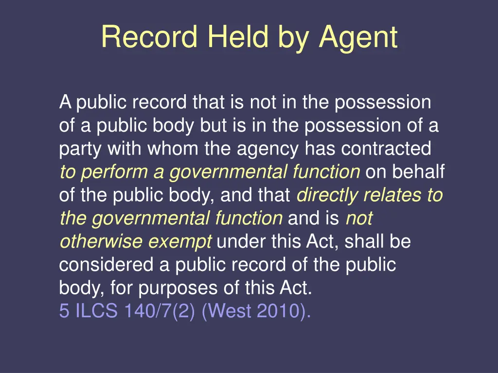 record held by agent