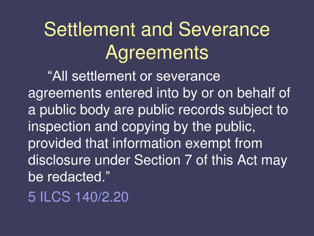 settlement and severance agreements