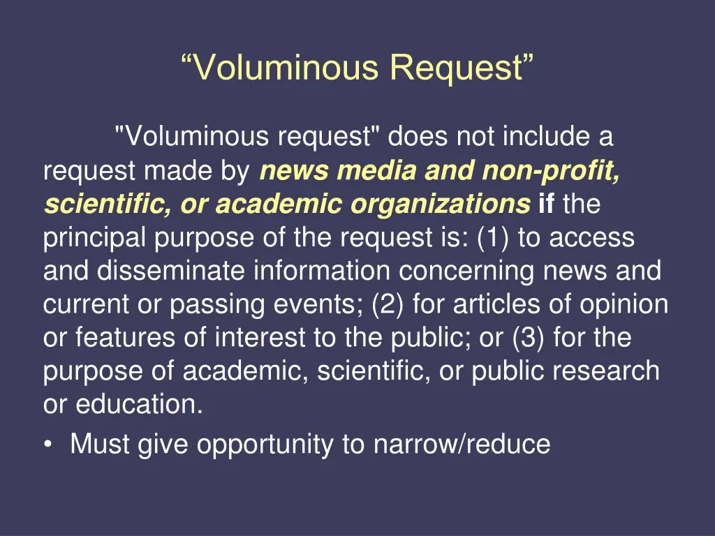 voluminous request 1