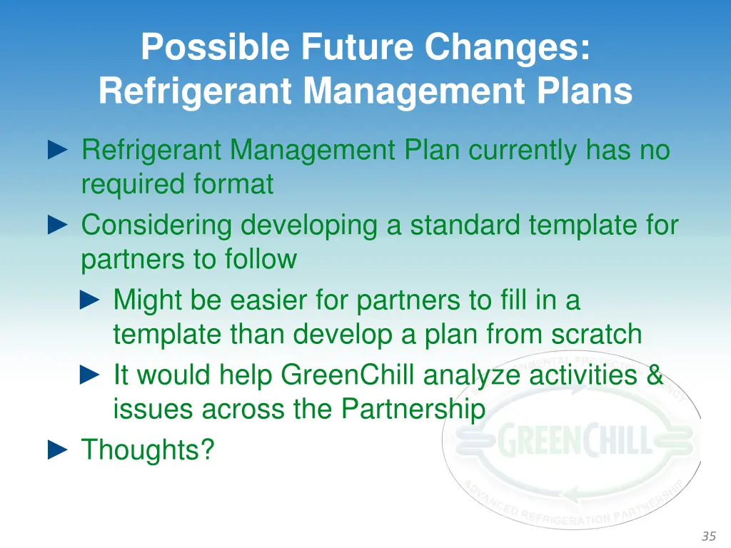 possible future changes refrigerant management