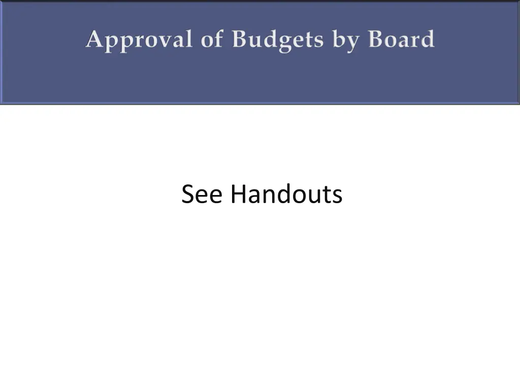 approval of budgets by board