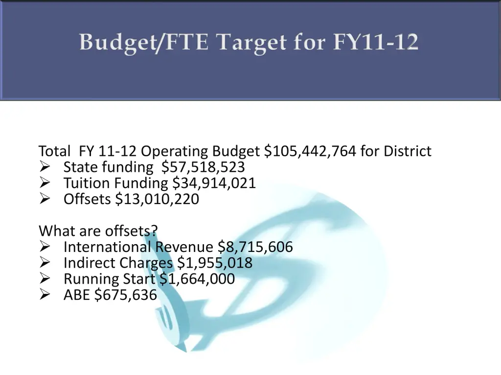 budget fte target for fy11 12