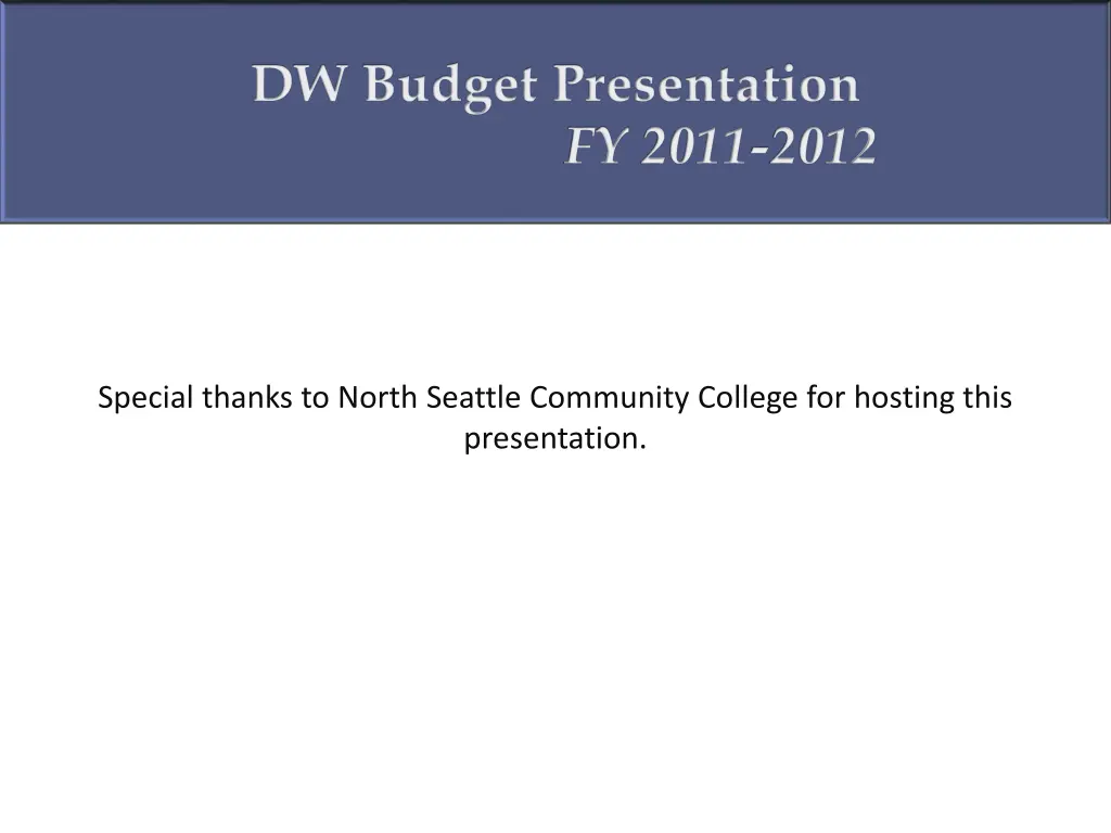 dw budget presentation