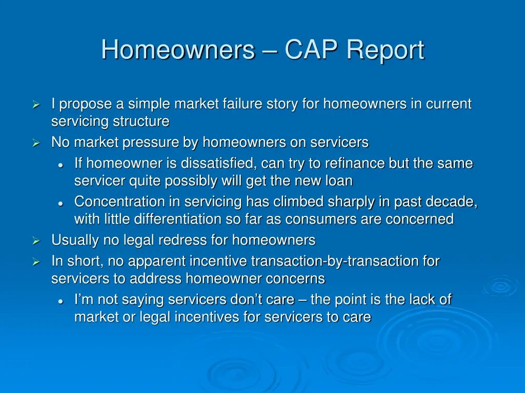 homeowners cap report