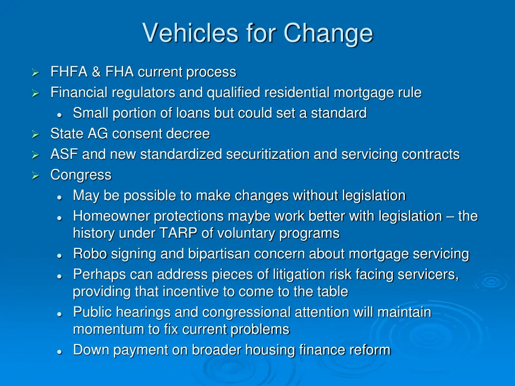 vehicles for change