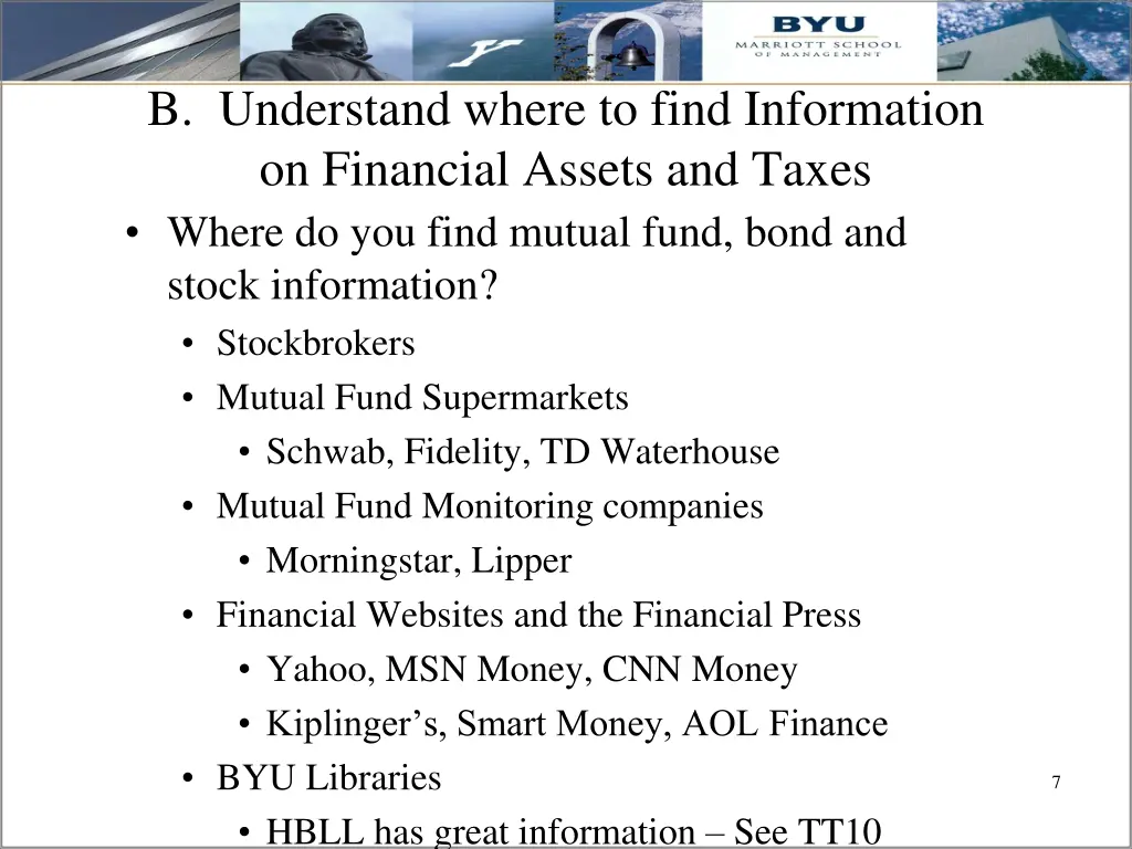 b understand where to find information