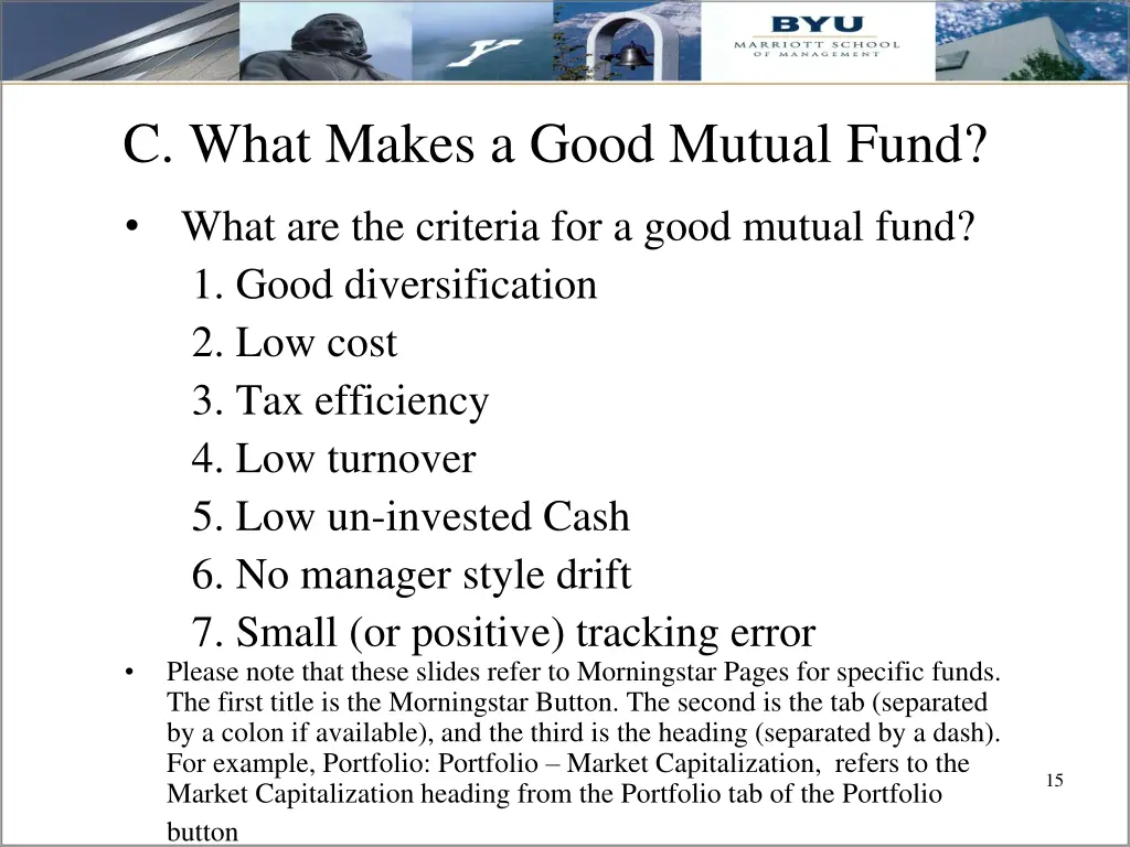 c what makes a good mutual fund