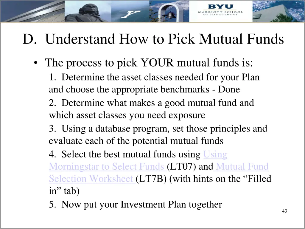 d understand how to pick mutual funds