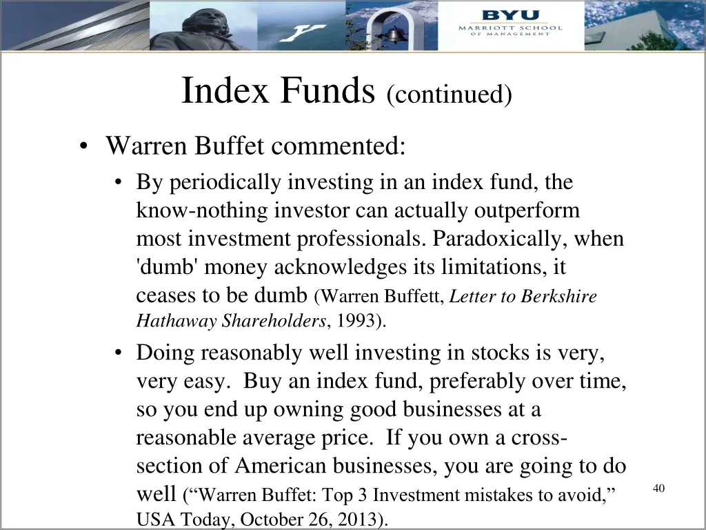 index funds continued 2