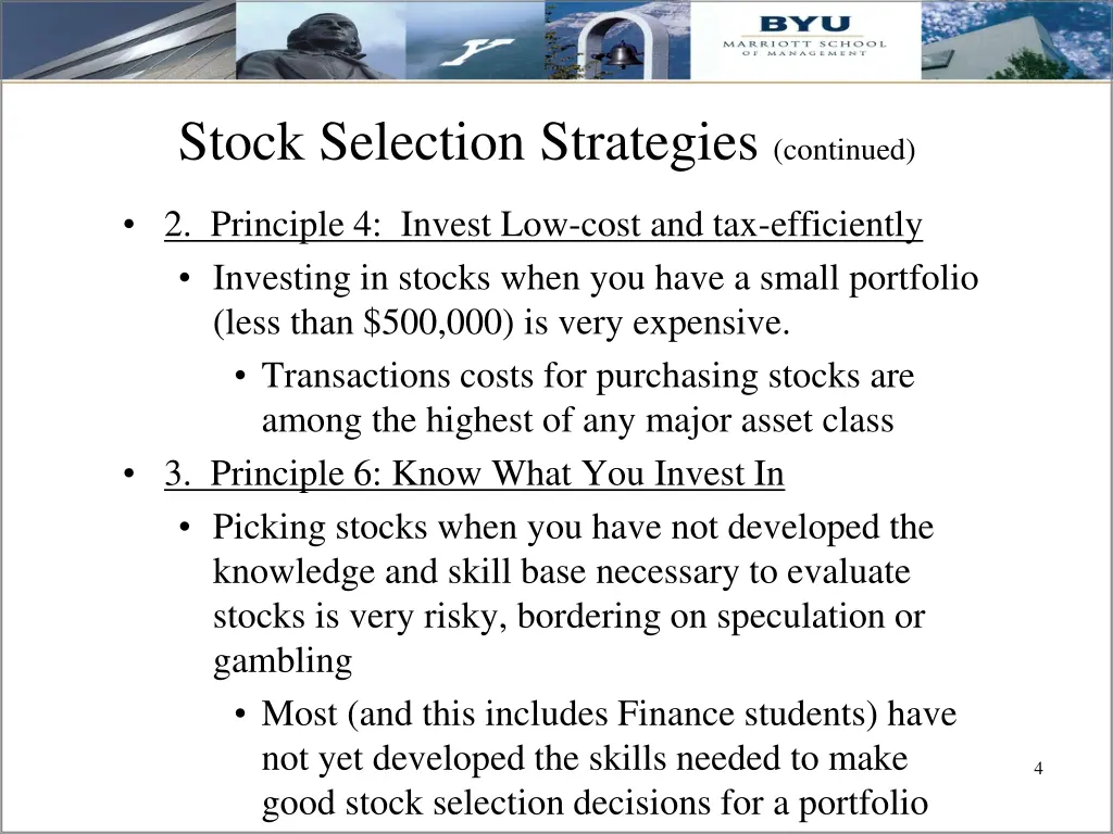 stock selection strategies continued