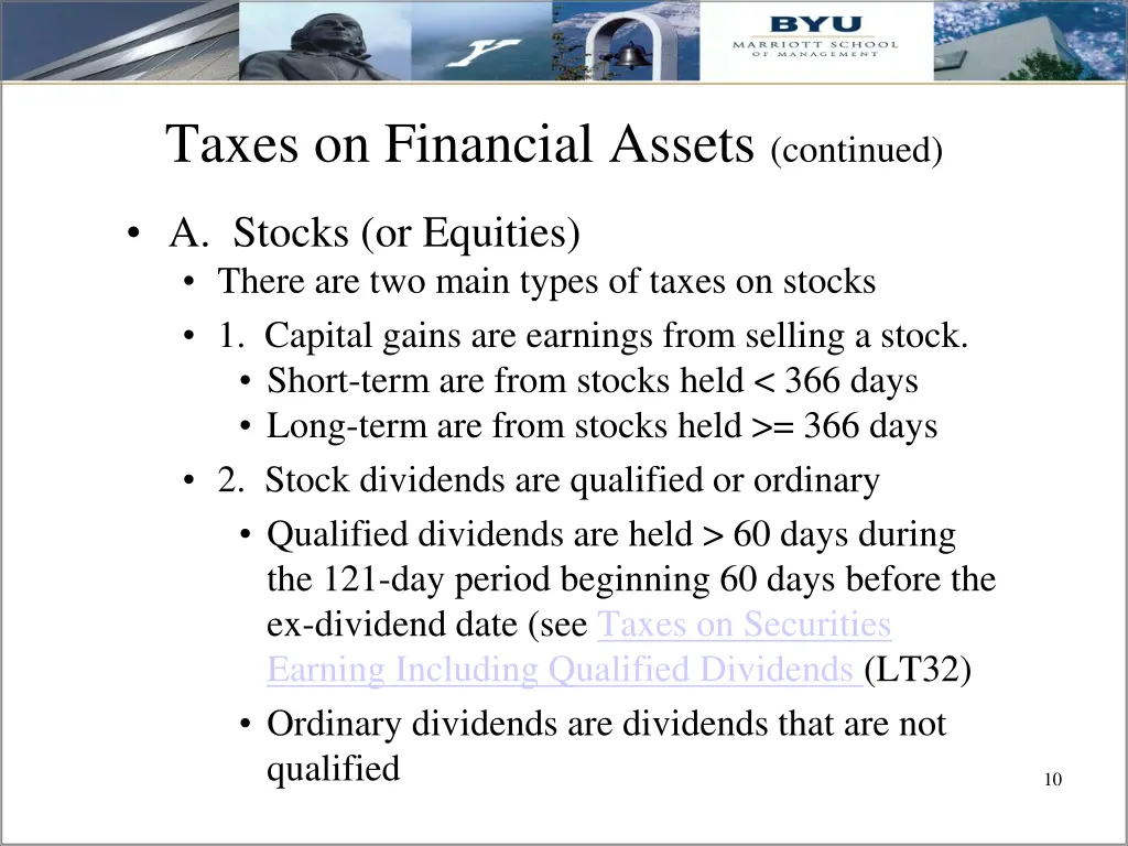 taxes on financial assets continued