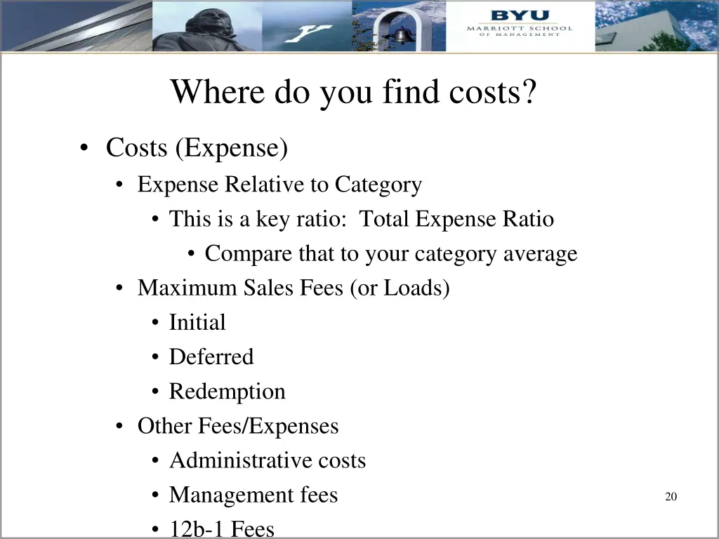 where do you find costs