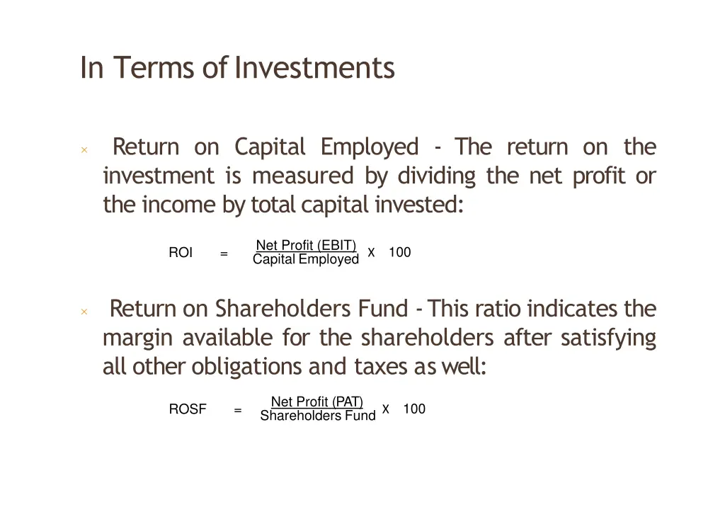 in terms ofinvestments