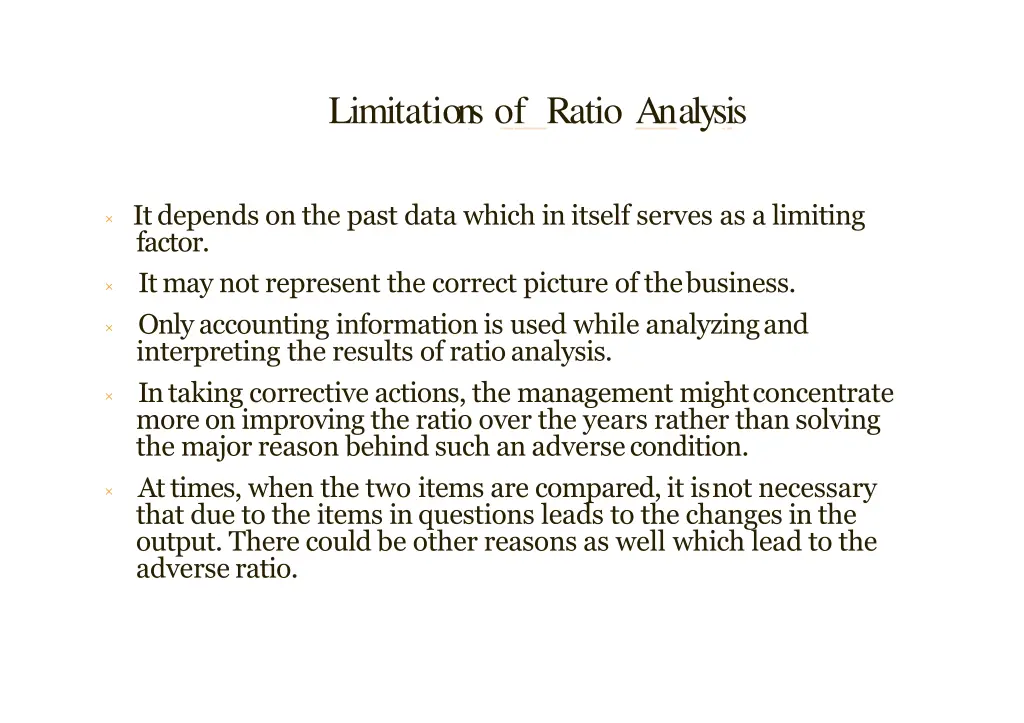 limitatio ns of ratio analysis