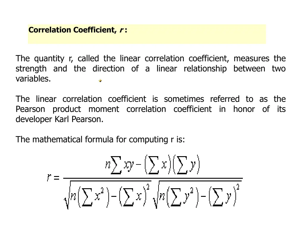 correlation coefficient r