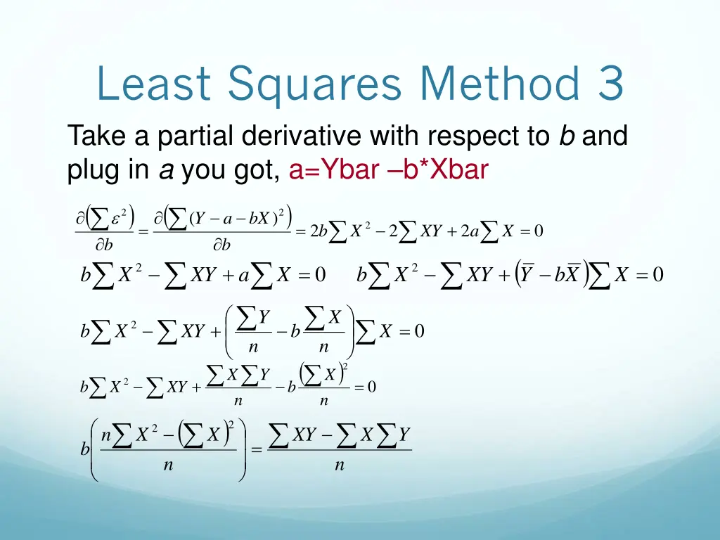 least squares method 3 take a partial derivative