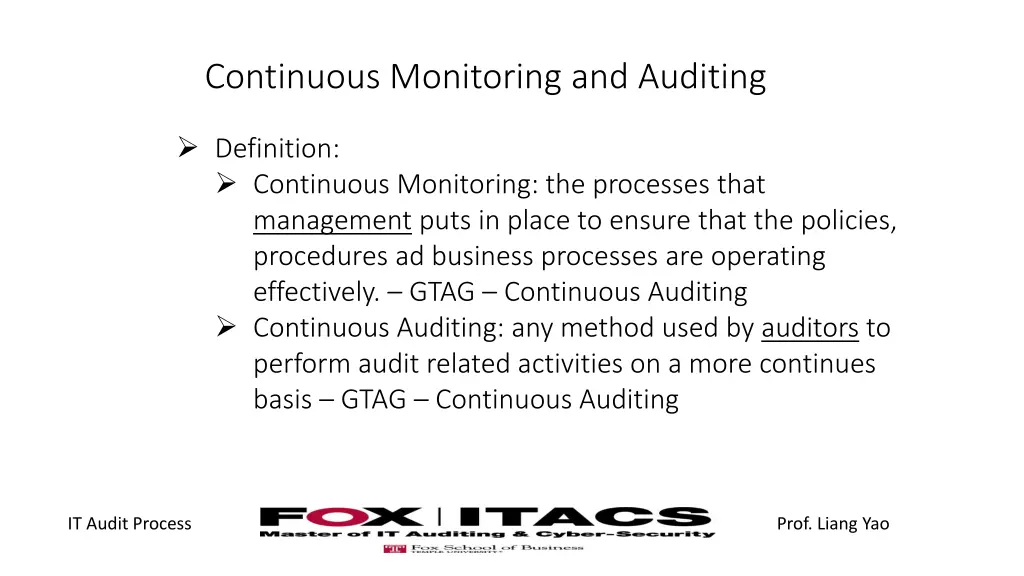 continuous monitoring and auditing 1