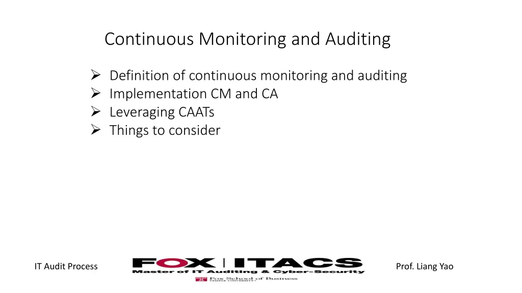 continuous monitoring and auditing