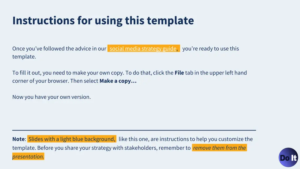 instructions for using this template