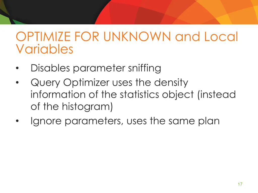 optimize for unknown and local variables