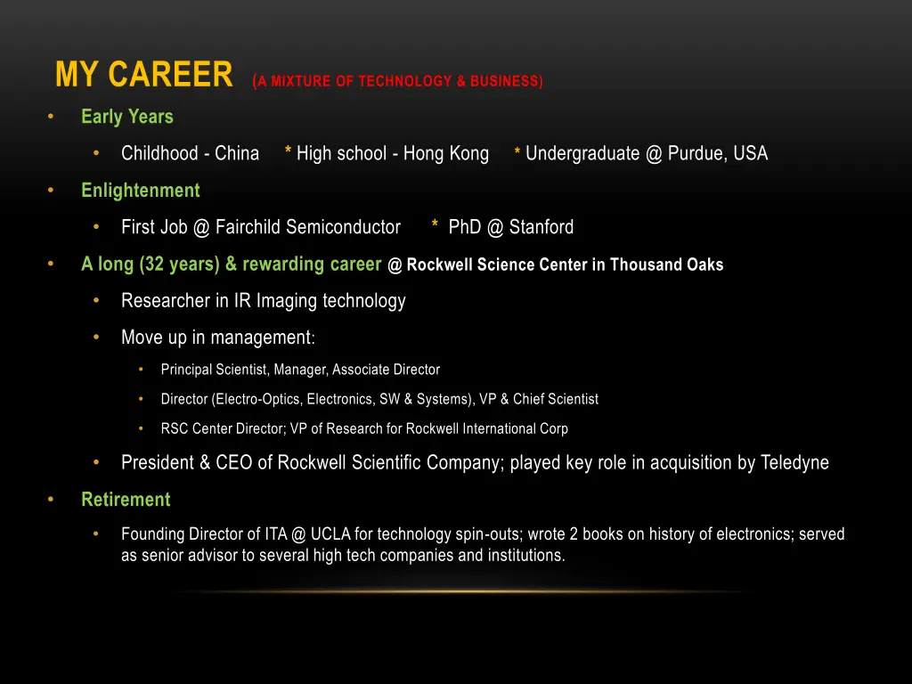 my career a mixture of technology business