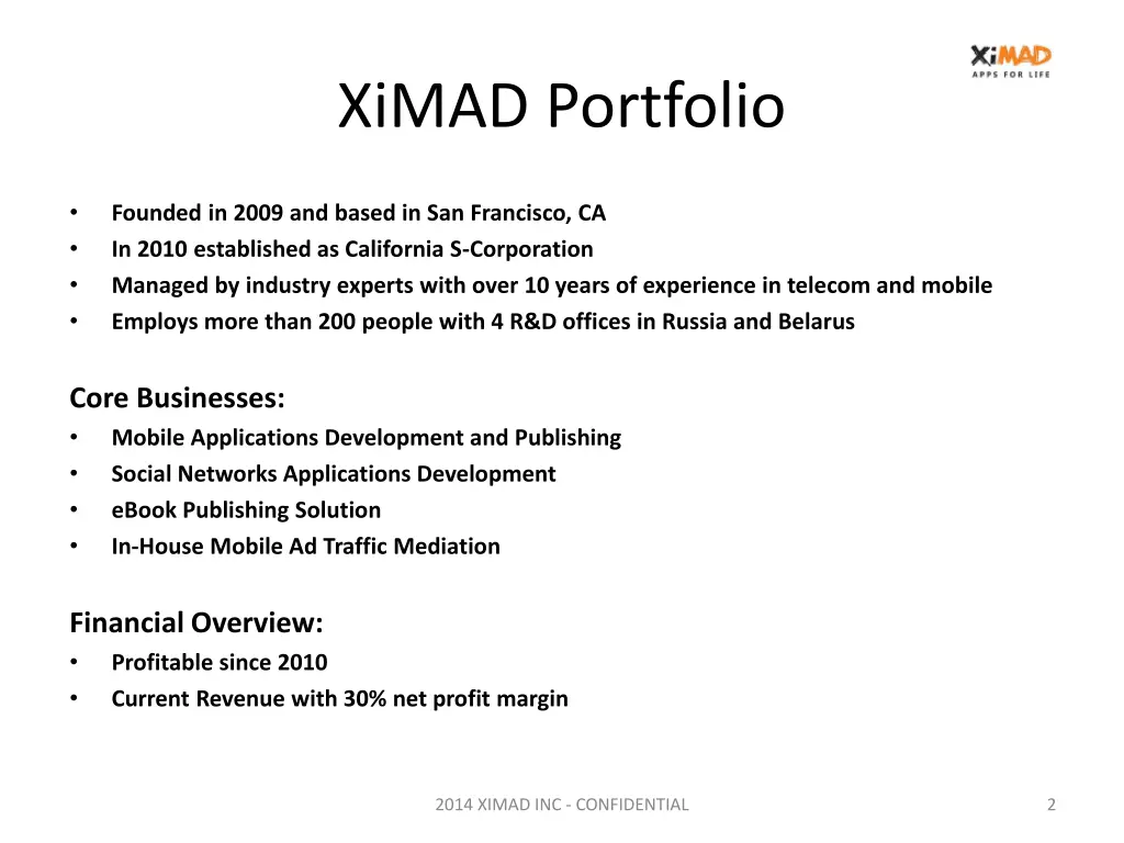 ximad portfolio
