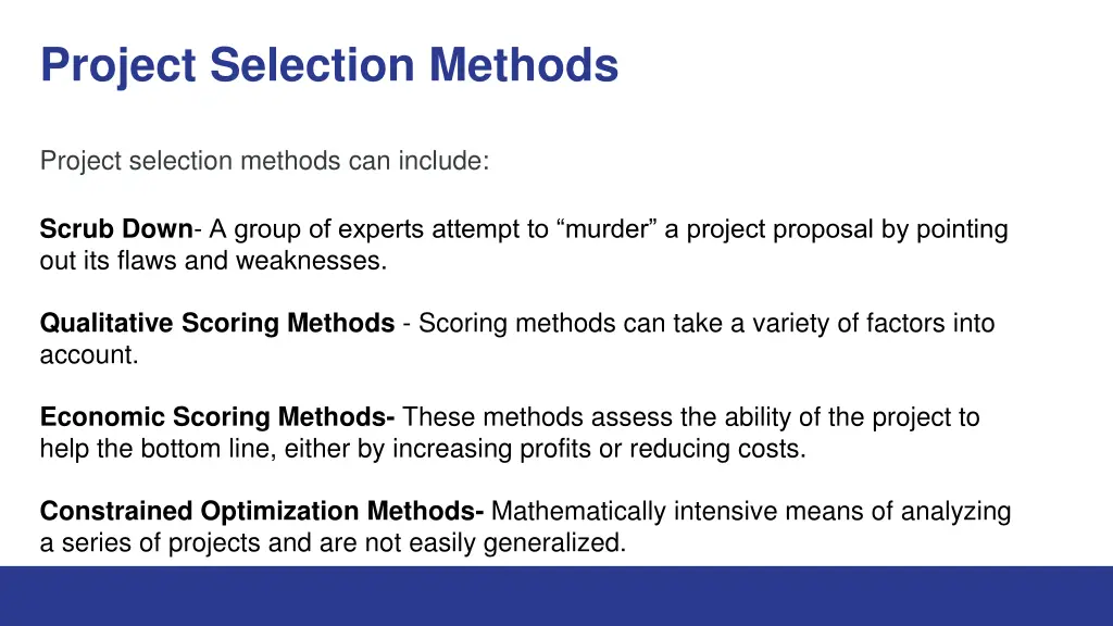 project selection methods