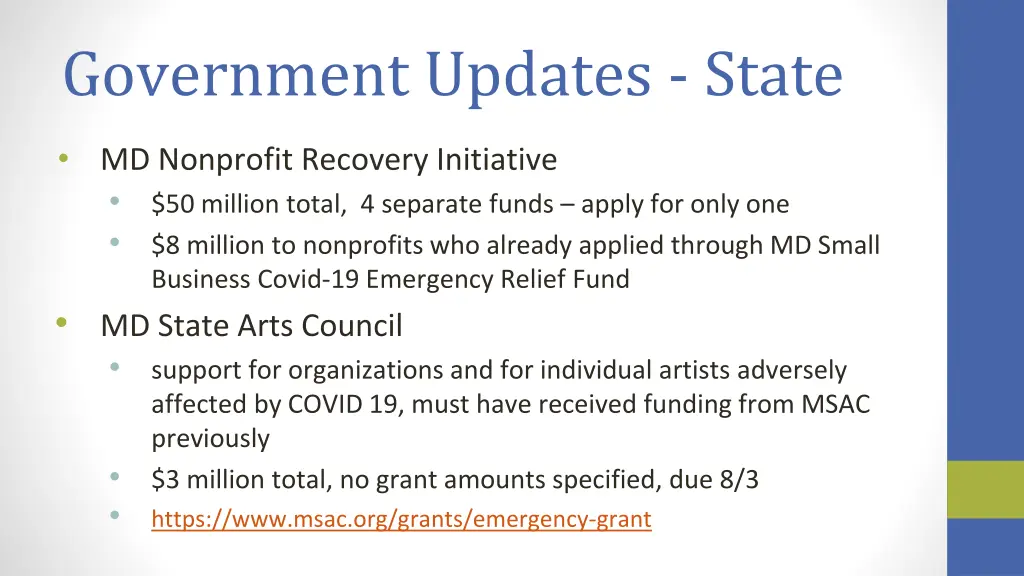 government updates state