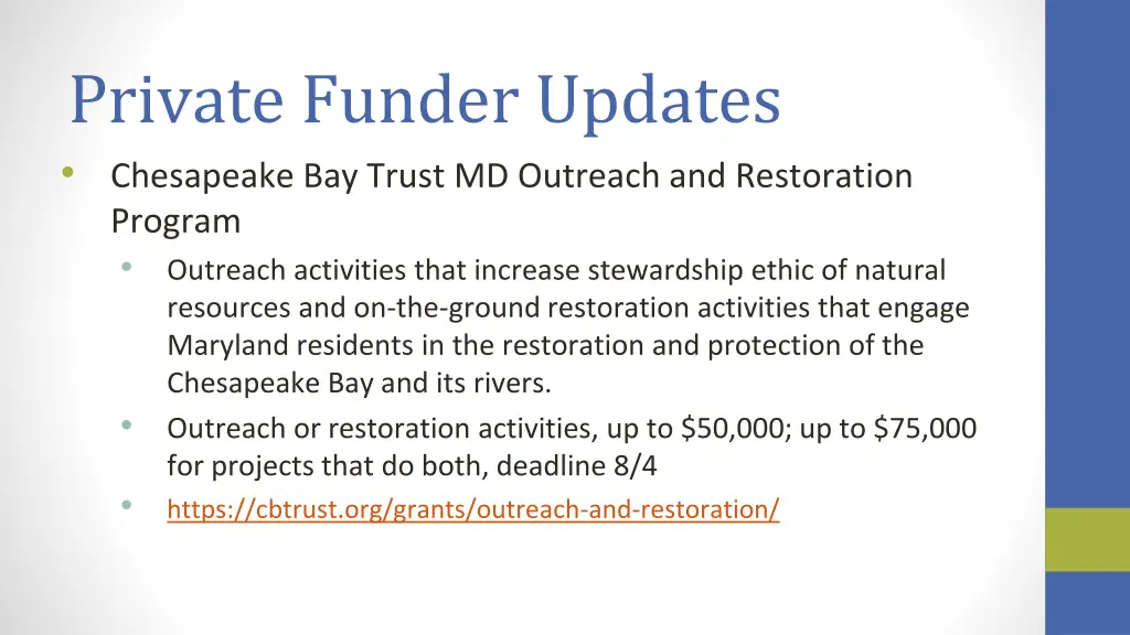 private funder updates 1