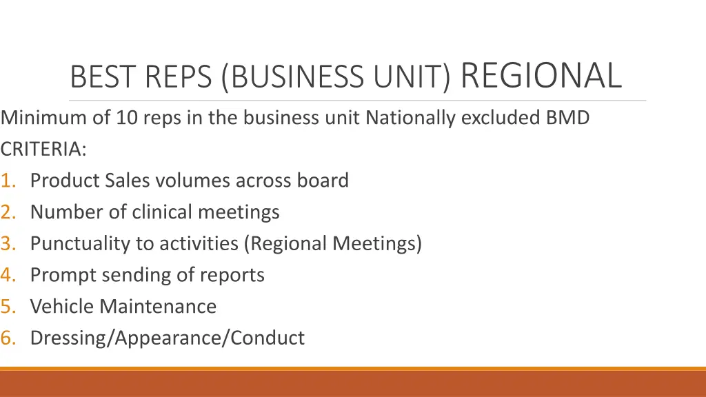 best reps business unit regional minimum