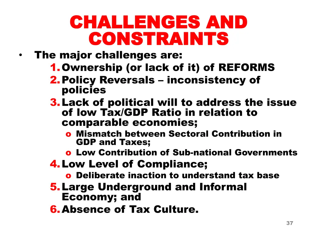 challenges and challenges and constraints