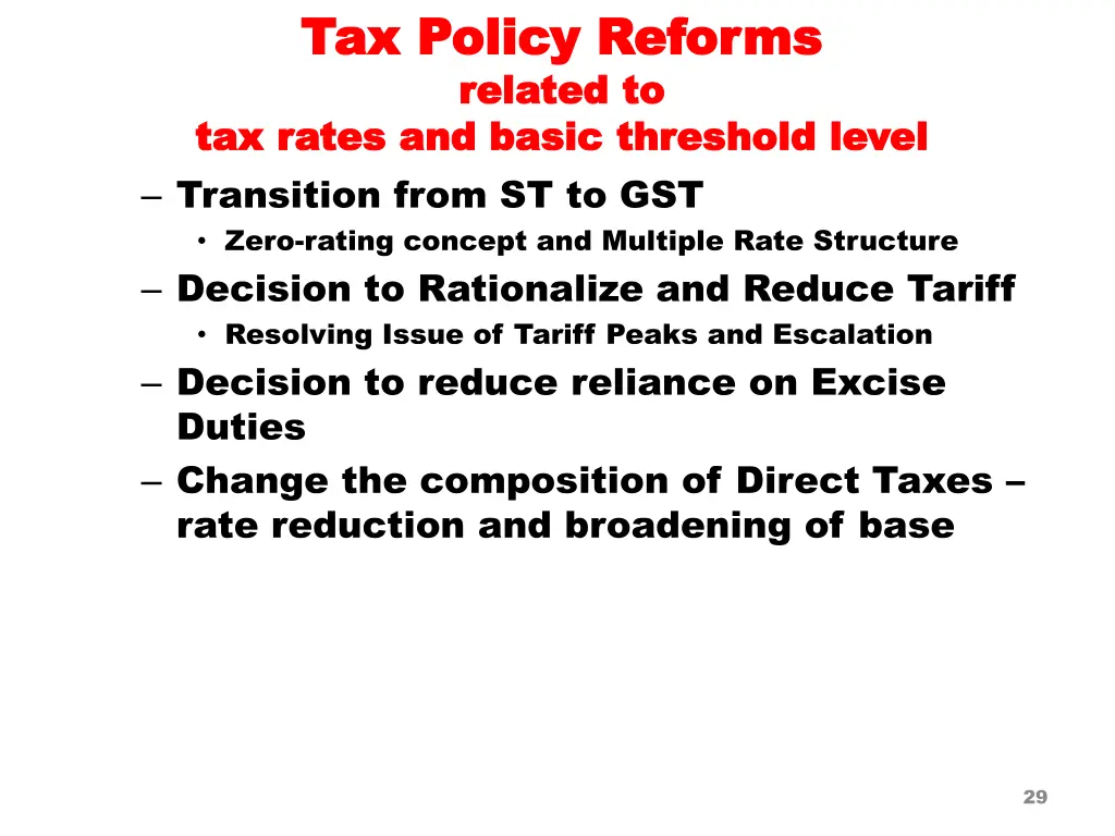 tax policy reforms tax policy reforms related