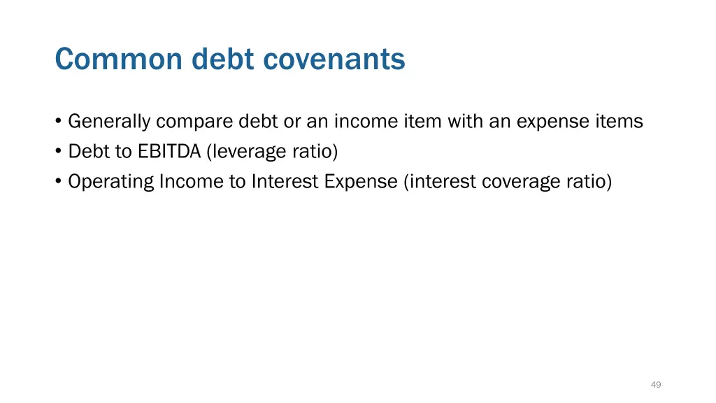 common debt covenants