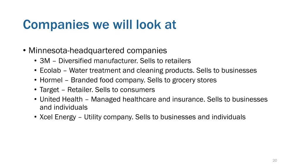 companies we will look at