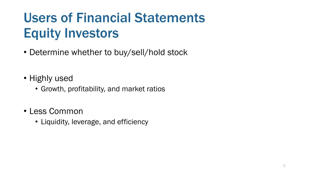 users of financial statements equity investors