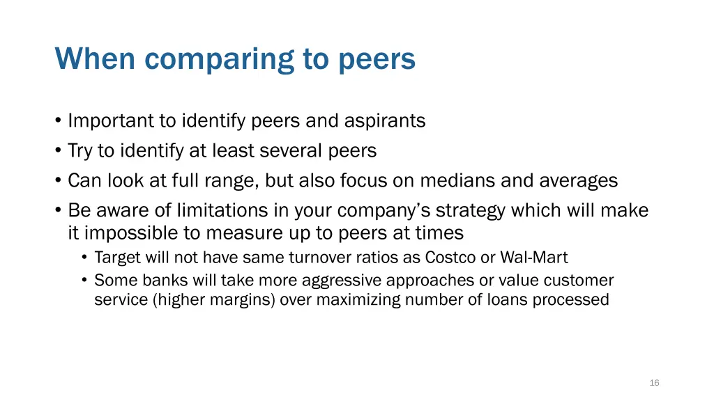 when comparing to peers