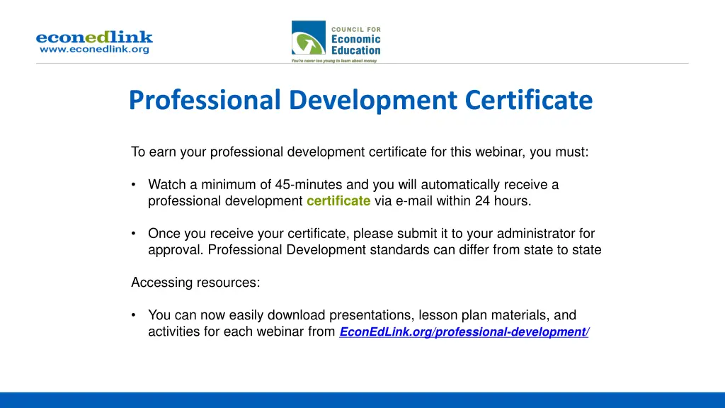 professional development certificate