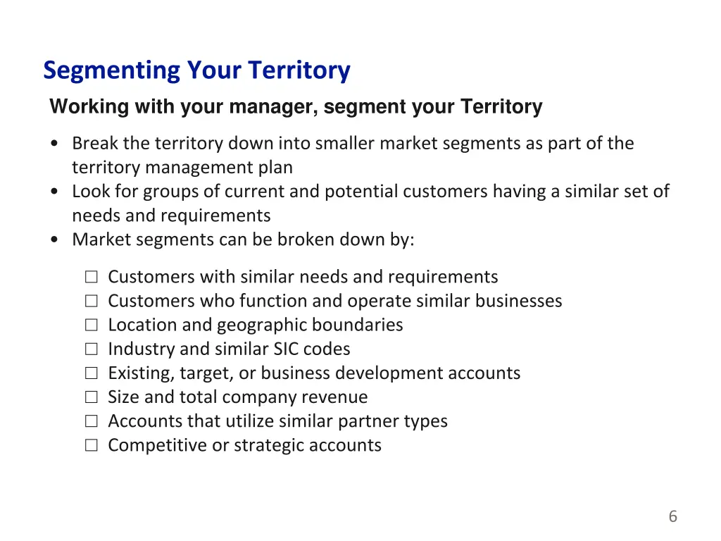 segmenting your territory