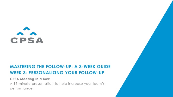 mastering the follow up a 3 week guide week