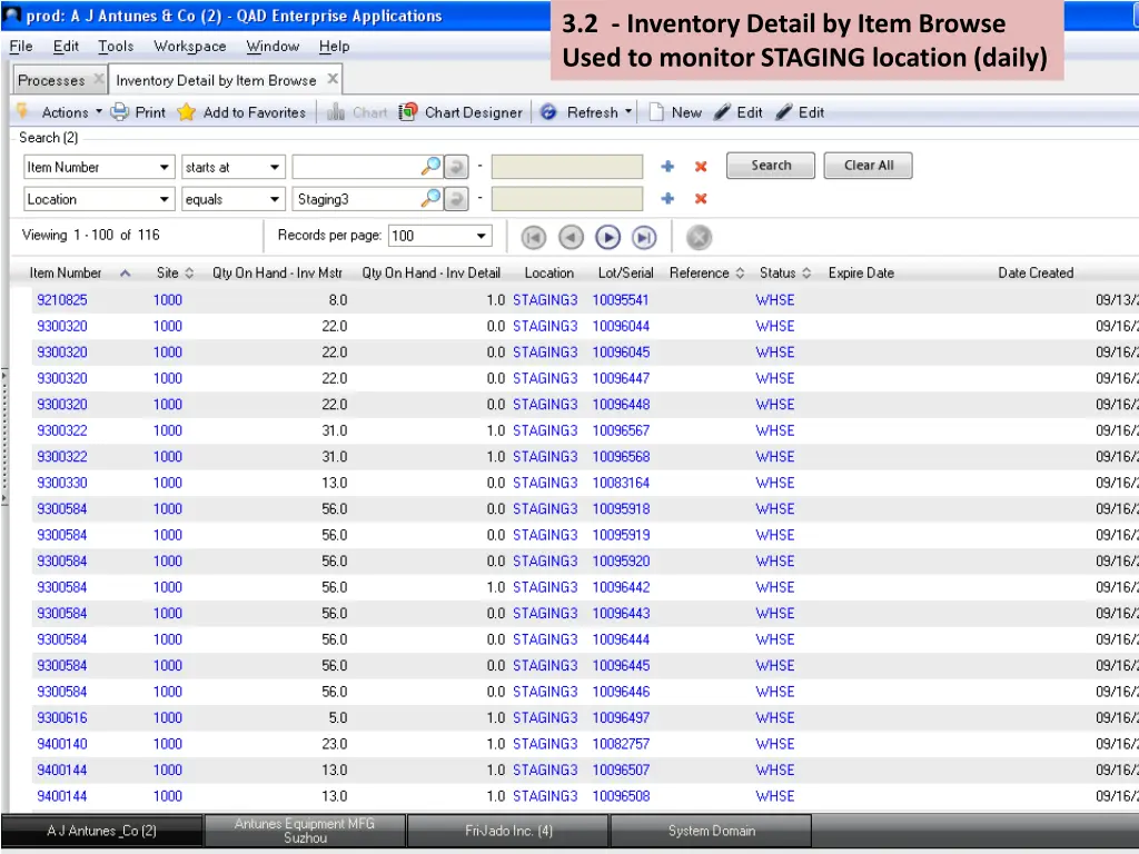3 2 inventory detail by item browse used 1