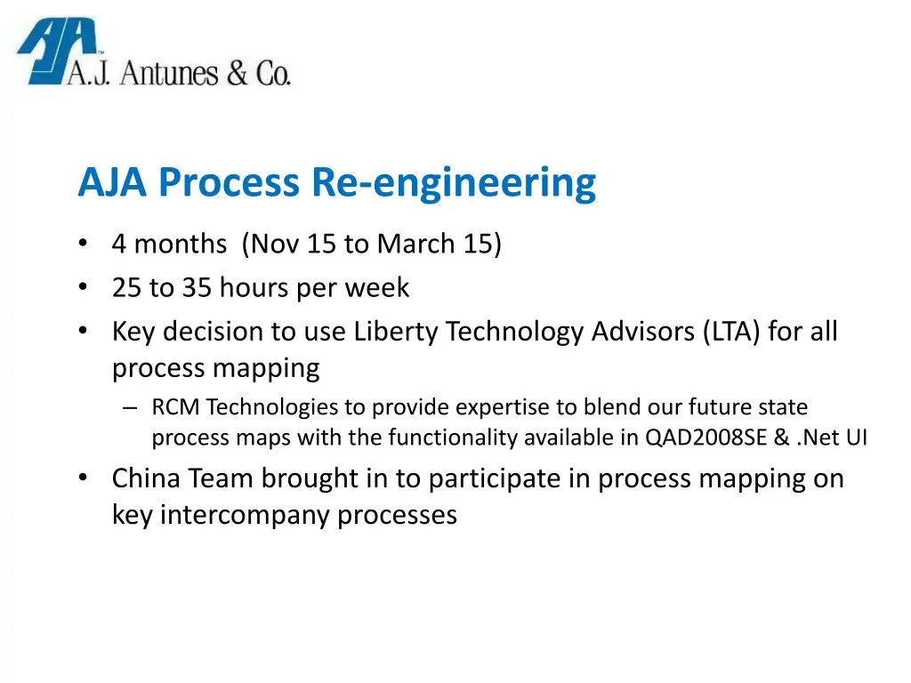 aja process re engineering