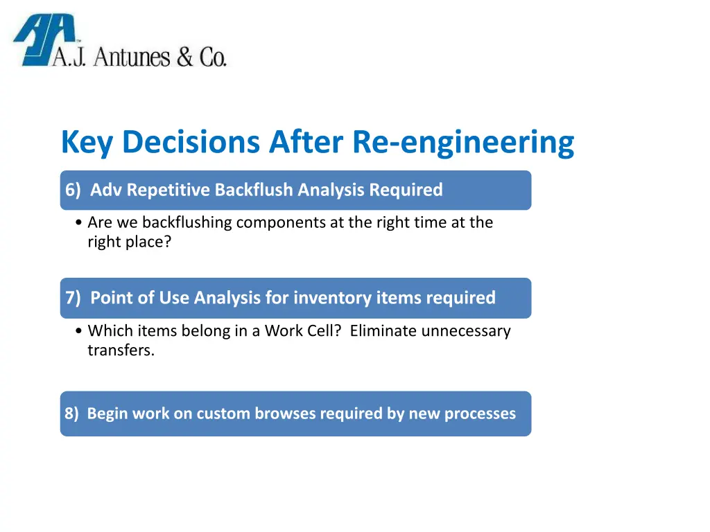key decisions after re engineering 1