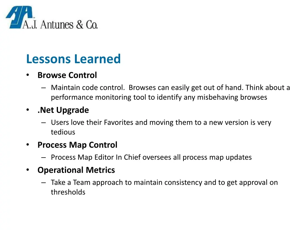 lessons learned browse control maintain code