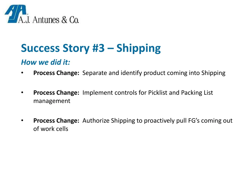 success story 3 shipping how we did it process