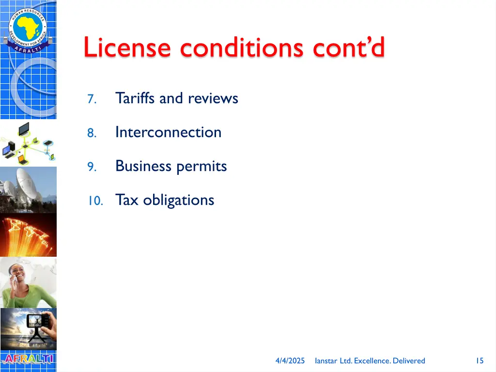 license conditions cont d