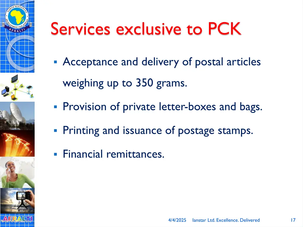 services exclusive to pck
