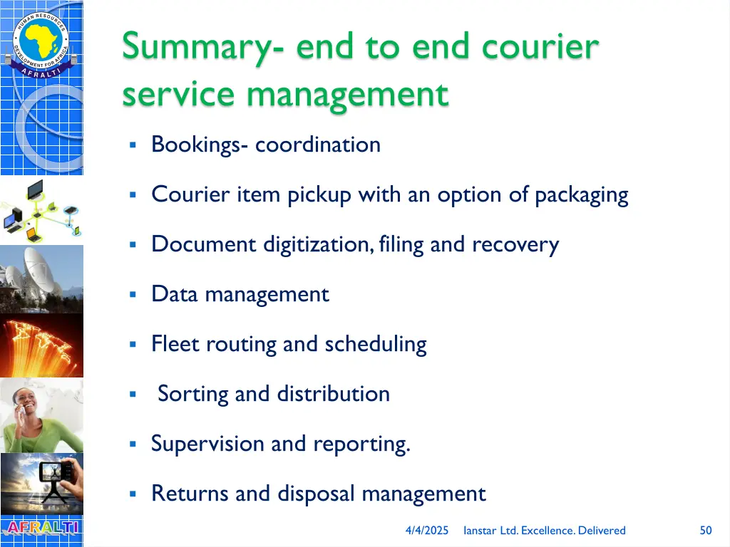 summary end to end courier service management